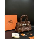 HERMES HIMALIYANS CROCODILE BROWN HANDBAG