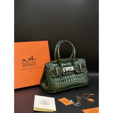 HERMES HIMALIYANS CROCODILE GREEN HANDBAG