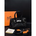 HERMES HIMALIYANS CROCODILE SHINNY BLACK HANDBAG