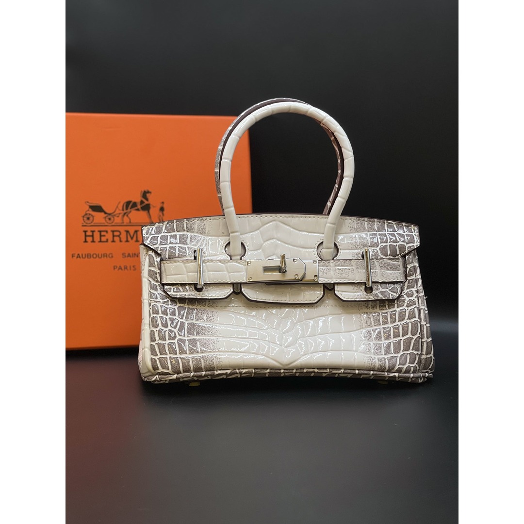 HERMES HIMALIYANS CROCODILE WHITE HANDBAG