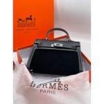 HERMES KELLY 20 PALLADIUM BLACK SUEDE.