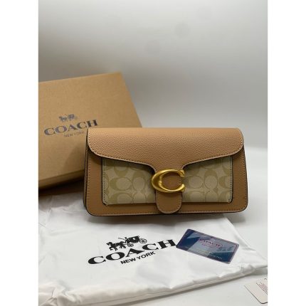 COACH TABBY SHOULDER CAMEL BAG SIGNATURE CANVAS