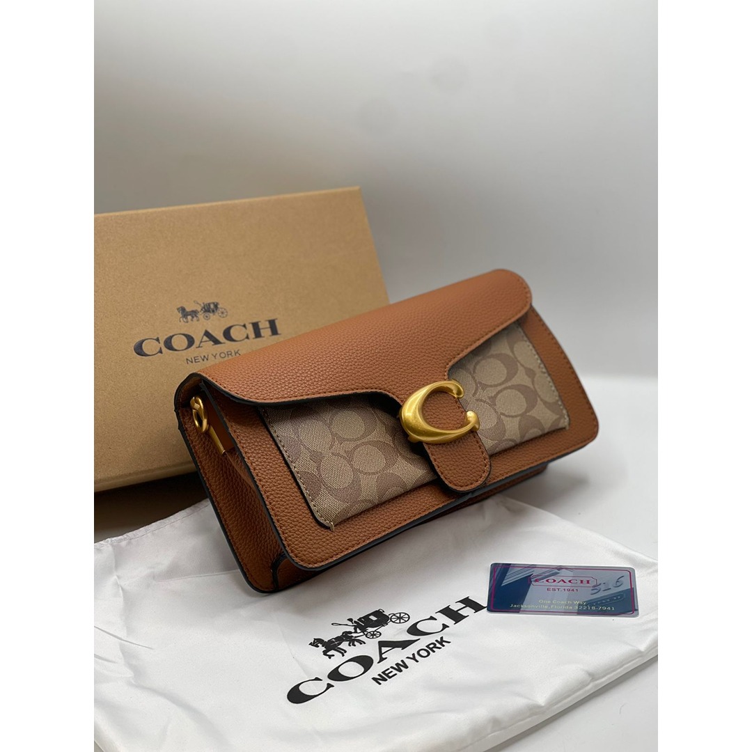 COACH TABBY SHOULDER BROWN BAG SIGNATURE CANVAS