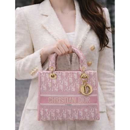 CHRISTIAN DIOR LADY D LITE PINK SIGNATURE BAG