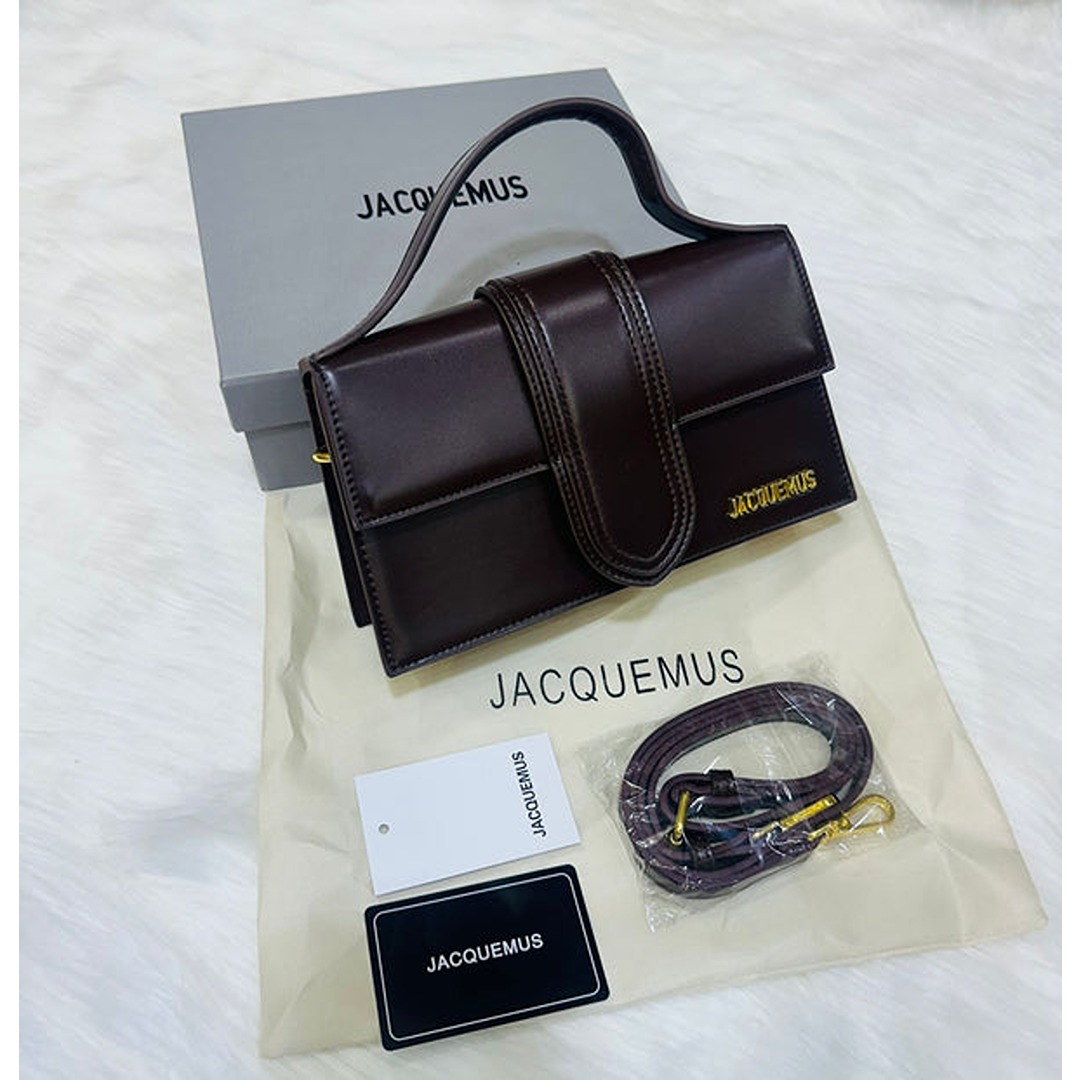 JACQUEMUS LE GRAND BAMBINO CROSS DARK BROWN BODY BAG.