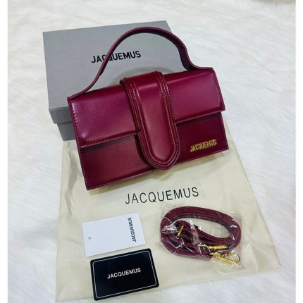 JACQUEMUS LE GRAND BAMBINO CROSS MAROON BODY BAG.