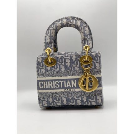CHRISTIAN DIOR LADY D MINI GRAY LITE BAG.