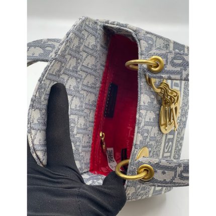 CHRISTIAN DIOR LADY D MINI GRAY LITE BAG.