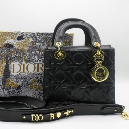 LADY DIOR CANNAGE PATTERN LADY BLACK BAG.