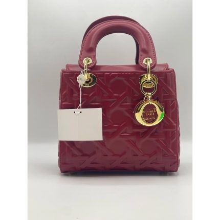 LADY DIOR CANNAGE PATTERN LADY MAROON BAG.