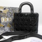 LADY DIOR CANNAGE PATTERN LADY ALL BLACK BAG.