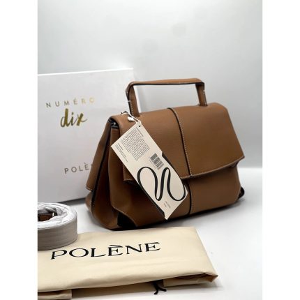 POLENE NUMERO DIX MEDIUM BROWN HANDBAG.