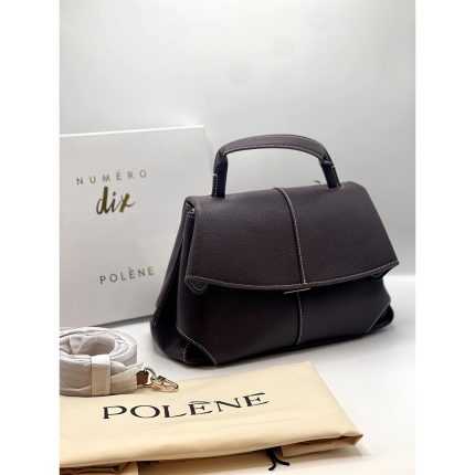 POLENE NUMERO DIX MEDIUM TAUPE HANDBAG.
