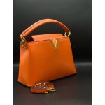 VLN V GOLD LOGO ORANGE HANDBAG.