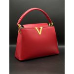 VLN V GOLD LOGO RED HANDBAG