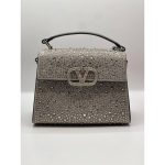 VALENTINO GARAVANI V SLINING GRAY CRYSTAL MINI BAG