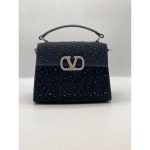 VALENTINO GARAVANI V SLINING DARK BLACK CRYSTAL MINI BAG
