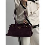 PRADA BONNIE BURGUNDY MEDIUM SUEDE SHOULDER BAG