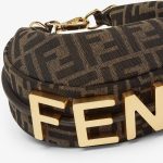 FENDI GRAPHY MINI HOBO FENDI LETTER CHOCOLATE BROWN SHOULDER BAG