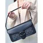 COACH TABBY SHOULDER BLACK GRAY BAG SIGNATURE CANVAS