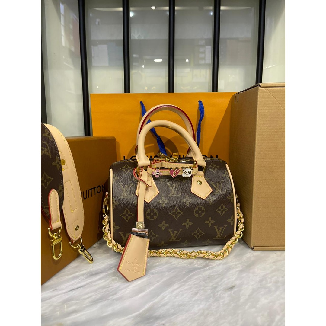 LOUIS VUITTON BROWN SPEEDY BANDOULIERE 20 HANDBAG.