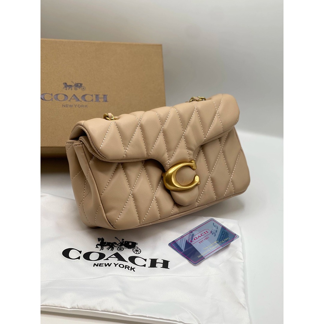 COACH TABBY 26 PILLOW BEIGE QUILTED SHOULDER BAG
