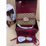 GUCCI GO SMALL GG CANVAS BROWN SHOULDER BAG