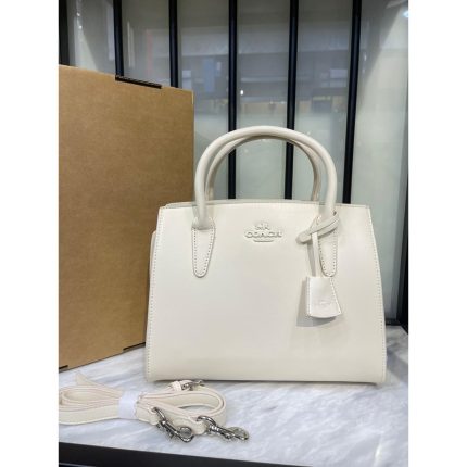 COACH ANDREA WHITE CARRYALL BAG.