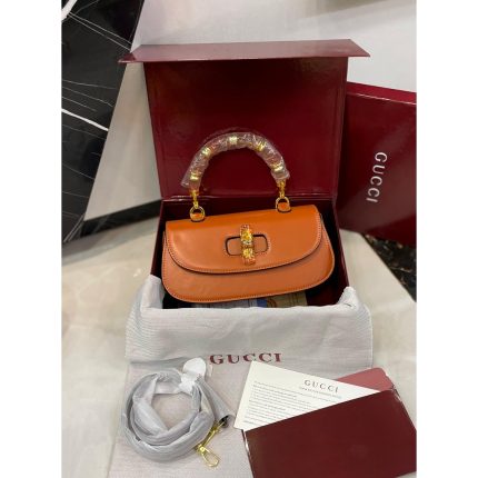 GUCCI BAMBOO 1947 TOP HANDLE MINI ORANGE BAG