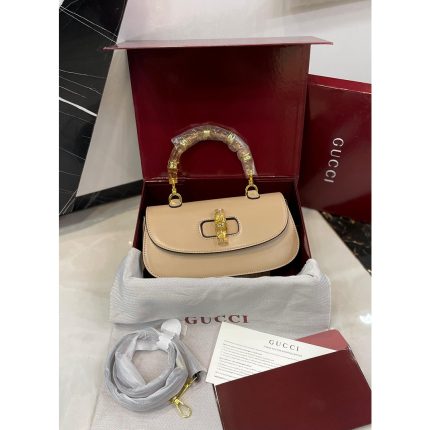 GUCCI BAMBOO 1947 TOP HANDLE MINI NUDE BAG