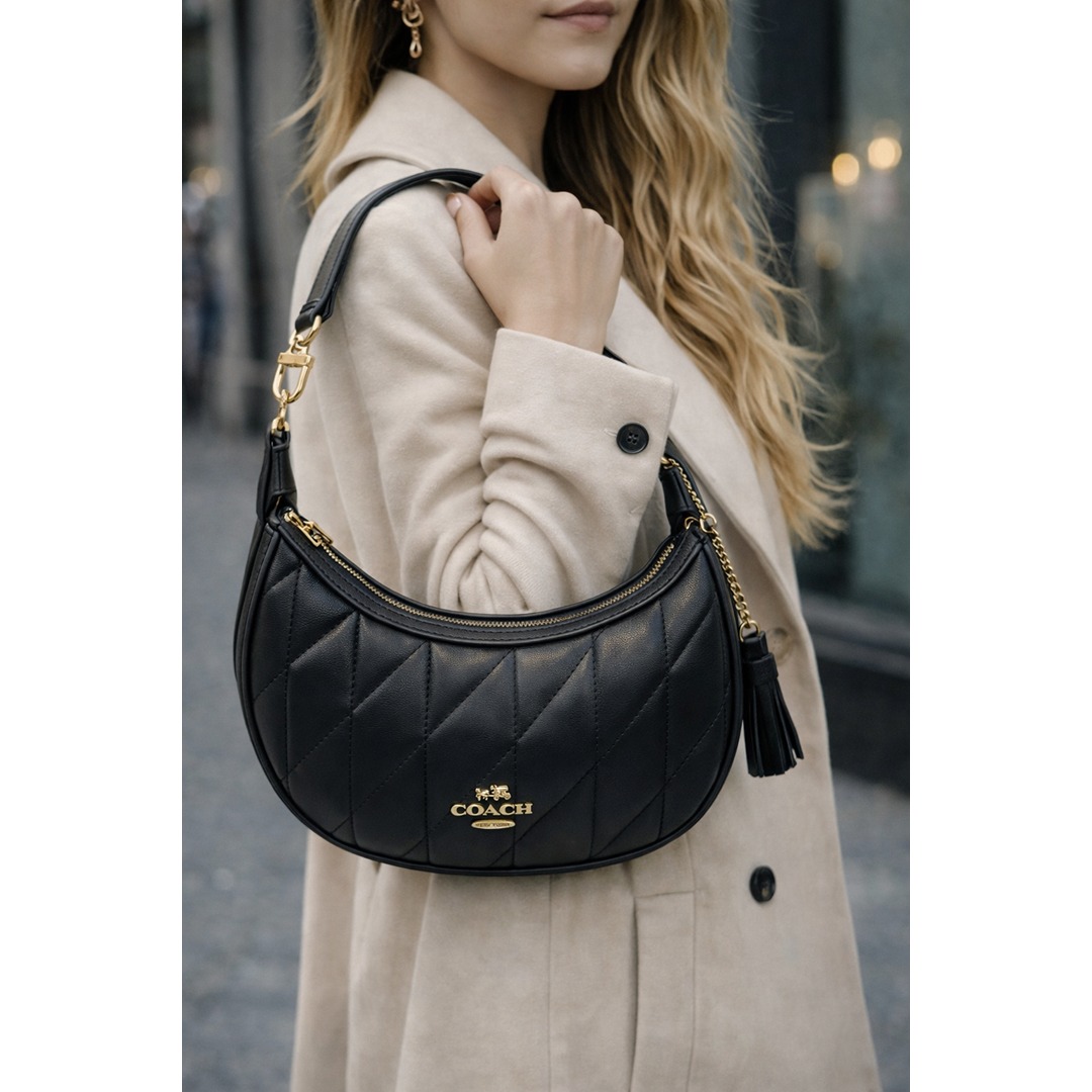 COACH BLACK QUILTED MINI CROSS BODY BAG