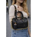 LOUIS VUITTON BLACK SPEEDY BANDOULIERE 20 HANDBAG.
