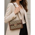 GUCCI GO SMALL GG CANVAS BROWN SHOULDER BAG