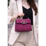 VALENTINO GARAVANI V SLINING PINK CRYSTAL MINI BAG
