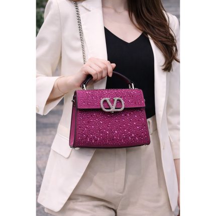 VALENTINO GARAVANI V SLINING PINK CRYSTAL MINI BAG