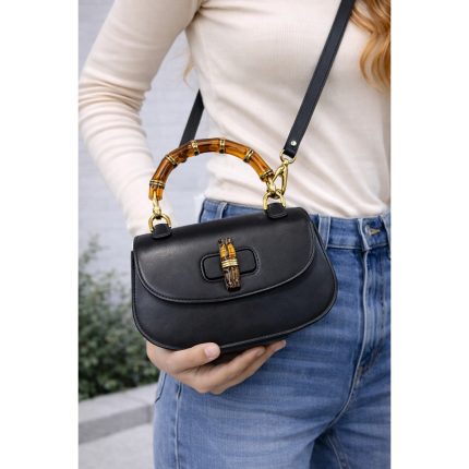 GUCCI BAMBOO 1947 TOP HANDLE MINI BLACK BAG