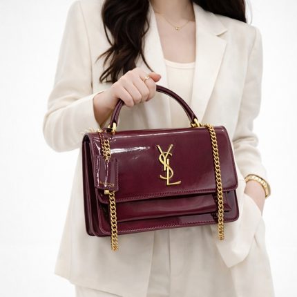 YSL SAINT LAURENT CROSS BODY MAROON SHOULDER BAG