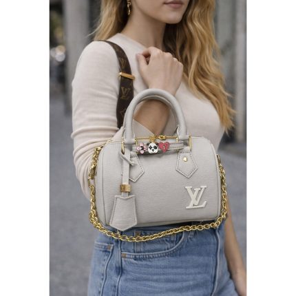 LOUIS VUITTON CREAM SPEEDY BANDOULIERE 20 HANDBAG.