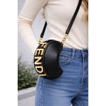FENDI GRAPHY MINI HOBO FENDI LETTER BLACK SHOULDER BAG