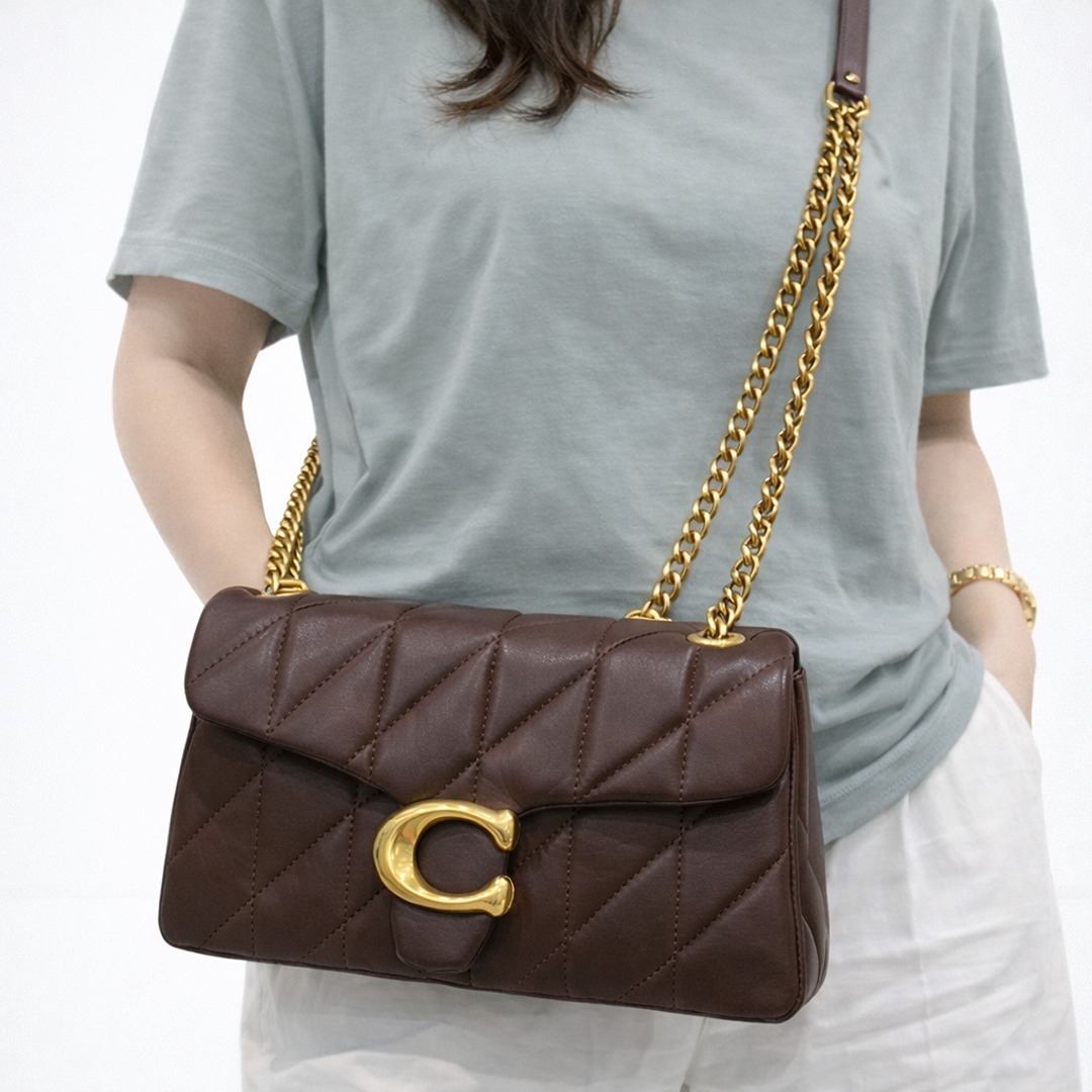 COACH TABBY 26 PILLOW TAUPE QUILTED SHOULDER BAG