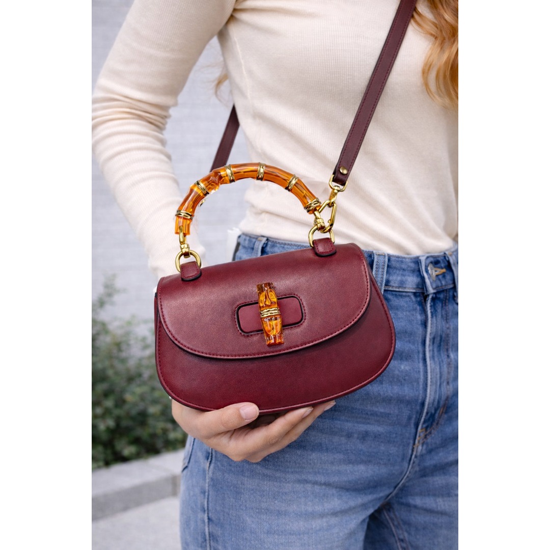 GUCCI BAMBOO 1947 TOP HANDLE MINI BURGUNDY BAG