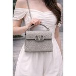 VALENTINO GARAVANI V SLINING GRAY CRYSTAL MINI BAG