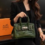 HERMES HIMALIYANS CROCODILE GREEN HANDBAG