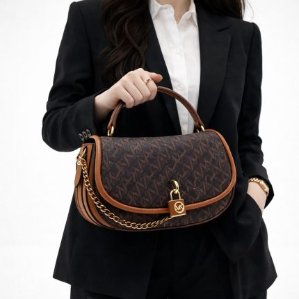 MICHAEL KORS SMALL EMPIRE BROWN SIGNATURE BAG