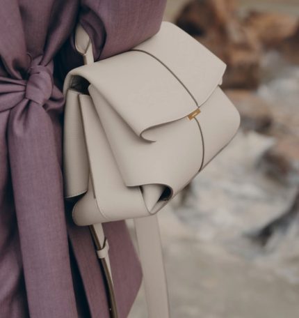 POLENE NUMERO DIX MEDIUM WHITE HANDBAG.