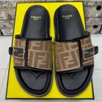 FENDI FEEL BLACK BROWN FF BUCKLE EMBOSSED SANDAL - Image 5