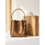 COACH BROWN MOLLIE TOWN BUCKET SIGNATURE CANVAS BAG - Image 2