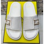 FENDI FEEL WHITE FF BUCKLE EMBOSSED SANDAL - Image 4