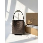 COACH COFFEE MOLLIE TOWN BUCKET SIGNATURE CANVAS BAG