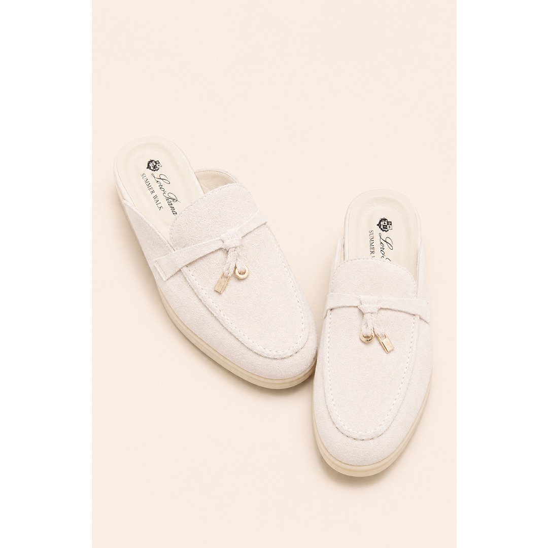 file_00000000176071f48d992a4d9267d355 LORO PIANA OFF WHITE SUMMER CHARM BABOUCHE LOAFER SUEDE - Image 1